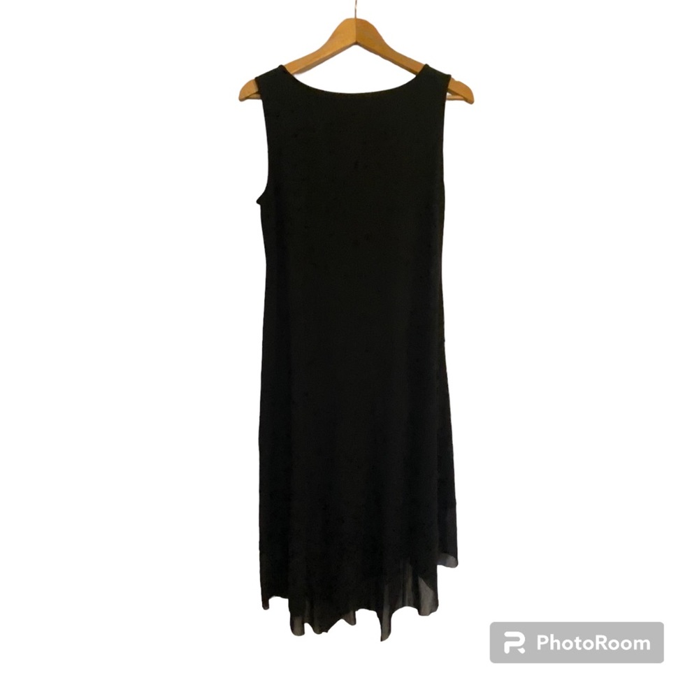 Eileen Fisher Dress Trapeze Black Rayon Lycra Sleeveless, Midi, Minimalist M